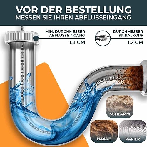 Meisterfaktur Rohrreinigungsspirale mit Metalltrommel [15m] - mit Bohraufsatz - Ideale Abflussspirale für eine umweltfreundliche Rohrreinigung - Die stabile Rohrspirale für echte Heimwerker! - Cheap-Us