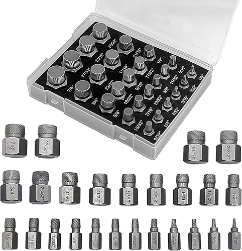 25-Teiliges Schraubenausdreher Set Profi, Linksausdreher Set, Screw Extractor mit Tragetasche zum Entfernen zum Entfernen Von Gebrochenen Bolzen, Schrauben, Steckschrauben - Cheap-Us
