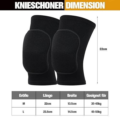 ZOCONE 2 Paare Knieschoner Volleyball Schwarz Knieschoner Tanzen Weiches Knee Pads für Damen Herren Elastisch Knieschützer mit Schwamm Knieschutz für Sport Fußball Handball Volleyball Tanzen(M) - Cheap-Us