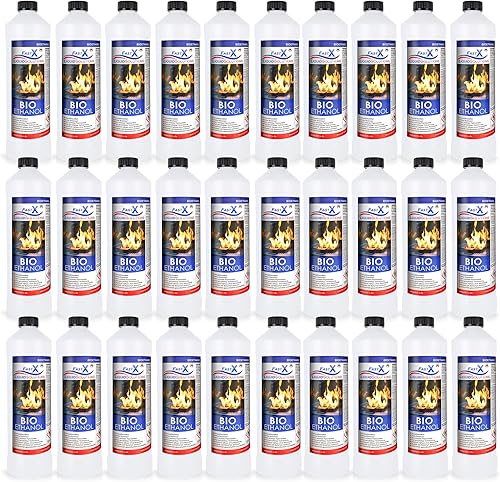 Fast X Bio Ethanol 30x1L - 100% Natürlich, für Ethanol-kamine & Tischkamine. Umweltfreundlich & geruchsfrei, sicher für Raum- & Gartenfeuer mit rückstandsloser Verbrennung - Cheap-Us