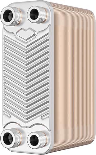 Wiltec Wärmetauscher 50 Platten, max. 90 kW, 4 m³/h 0,99 l je Durchgang, Plattenwärmetauscher aus Edelstahl als Wärmeüberträger - Cheap-Us