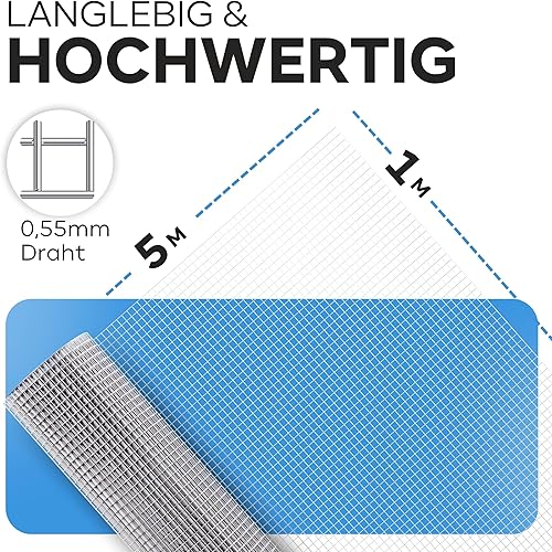 KrapTrap Volierendraht Drahtgitter feinmaschig I verzinkt I 6x6 mm I 5m x 1m I Wühlmausgitter Mäusegitter Nagergitter Hochbeetgitter - Cheap-Us