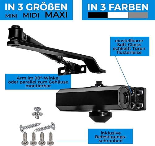 Stahlia Automatischer Türschließer Weiß Türschließer Haustür hydraulisch Innen - Außen Automatik Obentürschließer | MINI Türgewicht 15-30 kg - Cheap-Us