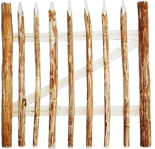 Zaunpfahl 10 Stück Staketenzaun Zaunpfosten Holzpfosten Haselnuss Kastanienzaun Zaunpfähle Höhe: 150 cm - Cheap-Us