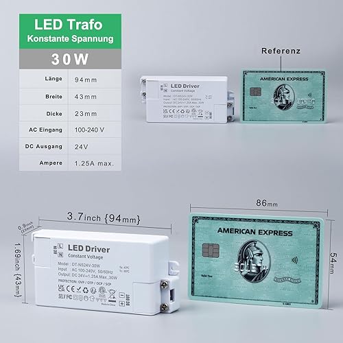 REYLAX LED Trafo 24V 60W, LED Treiber Netzteil 2.5A Trafo 230V auf 24V LED, Transformator 230V 24V LED, AC zu DC Schalt Niedervolttrafo, Konstantspannungs LED Driver für LED Lampen, Nicht Dimmbar - Cheap-Us