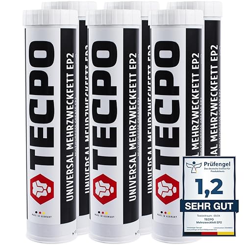 TECPO 6x Universal Mehrzweckfett 400g– Kartusche Schmierfett, Lithiumfett, Universalfett, KFZ-Schmierung, wasserbeständig - Cheap-Us