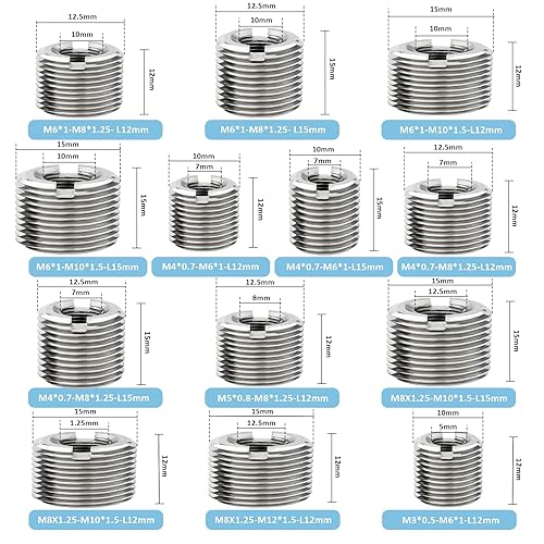10 Stück Gewindeeinsatz m4 auf m6 x 15mm, Repair Tool Innengewinde Metrisch,Edelstahl Gewindeeinsatzschraube für Automobilen Dampfturbinen Mechanischen Geräten - Cheap-Us