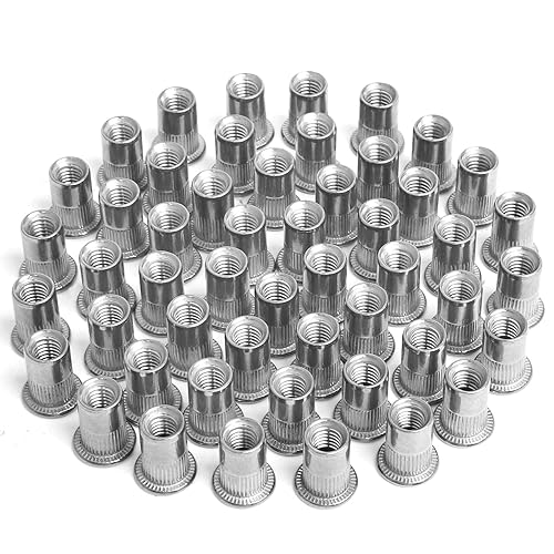 Jubaopen 80 Stück Edelstahl Niet Mutter M6 Nietmutter Rund Blindnietmutter Niet Nutsert Kappe Flachkopf Gewinde Nietmuttern Einnietmuttern Nutsert Befestigung (1.5 * 1.2cm) - Cheap-Us