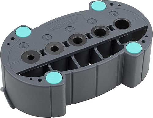 wolfcraft accumobil Mobile Bohrhilfe 4685000 / Handliches Bohrzubehör für rechtwinkliges und präzises Bohren mit praktischen Bohrbuchsen und Positionierungslinien - Cheap-Us