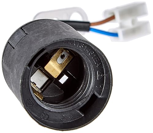 Kopp Renovier-Fassung, vormontiert mit ca. 13 cm sichtbarer Leitung H03VV-F 2x0,75mm², Lüsterklemme und Zugentlastung, 3 Stück in Verpackung, E27, max.60W, Farbe schwarz (Packung mit 2) - Cheap-Us