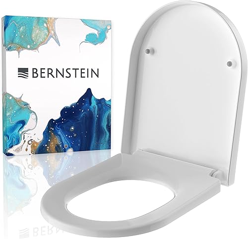 WC-Sitz mit Absenkautomatik U1002 Weiss, abnehmbarer Toilettensitz aus Duroplast, Ersatz-WC-Brille Soft-Close-Funktion D-Form, Edelstahlbefestigung - Cheap-Us