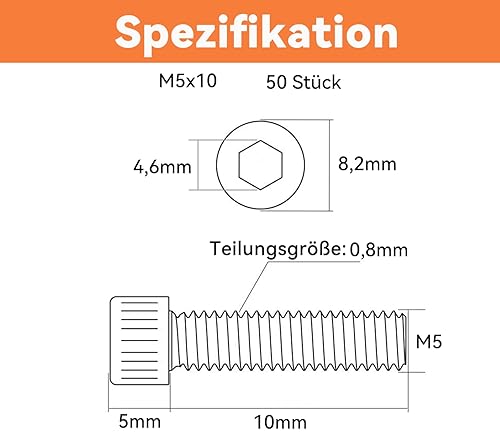 Dayalo 100 Stück M3x10 Schrauben, Zylinderkopfschrauben, Zylinderschrauben mit Innensechskant, Flachkopfschrauben, Edelstahl A2 V2A, Vollgewinde, Innensechskantschrauben mit Schlüssel - Cheap-Us