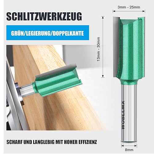 WOBLLMX 8mm Schaft Bündigfräser,Ø17mm Arbeitslänge 30mm,Hartmetall Klinge Handlich,langlebig und scharf für CNC Schaftfräser für Dichteplatte Massivholz - Cheap-Us