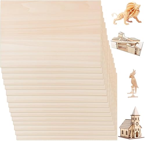 HEKOBAG Bastelholz Holzplatte, 15 Stück Unlackiert Holzplatten zum Basteln Sperrholzplatte 300mm x 210mm x 3mm Lindenholz Platten für DIY Modell, Laserprojekte, Kunst und Handwerk - Cheap-Us