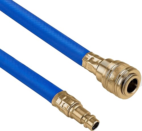 Poppstar Druckluftschlauch 20 m (Hybrid PVC mit Gewebe, Innendurchmesser 9,2mm mit Messing-Schnellkupplung & Kupplungsstecker) bis 20 bar, blau - Cheap-Us