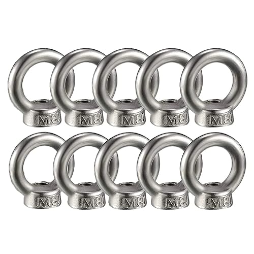 KYYLZ 10 Stück Ringmutter M8 Augenmutter 304 Edelstahl Gewinde Ösenmutter Ringmuttern Augenmuttern Hardware Ringösen zum Heben von Zubehör Augenmutter - Cheap-Us