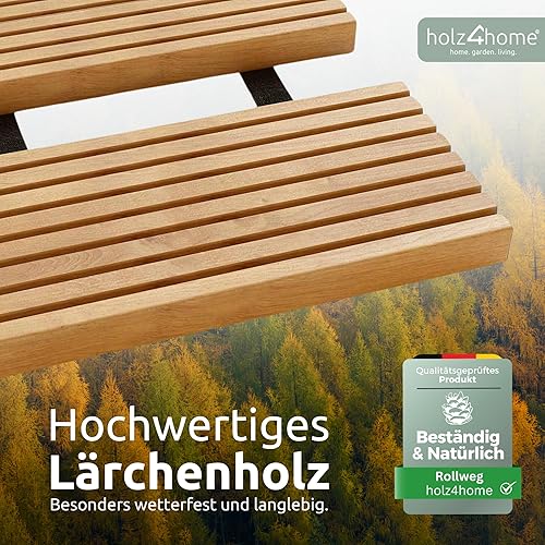 holz4home® Rollweg aus Lärche 35 cm I Holzweg Gartenweg zum Ausrollen I Witterungsbeständig, schnell trocknend und Stabil I Trittsteine rutschfeste Oberfläche durch Riffelung - Cheap-Us
