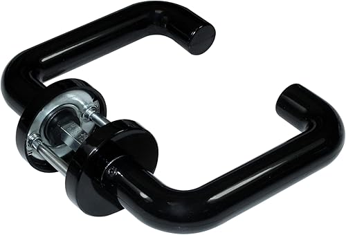 SN-TEC Rosetten Stahltür FH Tür Beschlag für Feuerschutztüren, Drücker oder Knauf, Kunststoff schwarz nach DIN 18273 FS (Wechselgarnitur (einseitig feststehender Knauf)) - Cheap-Us