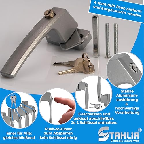 Stahlia Abschließbare Fenstergriffe Aluminium (4 Stück) Weiß ergonomisch Druckknöpfe Balkontürgriff Fenstersicherung Fensterbeschläge Fensterschloss - Cheap-Us
