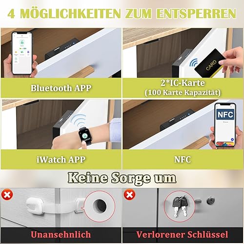 Smart Schubladenschloss, Anweller Elektronisches Schrankschloss Möbelschloss mit APP NFC Schloss Briefkastenschloss, Kindersicherung Schrank für Schrank Schublade Kasten Schließfächer Briefkasten usw - Cheap-Us