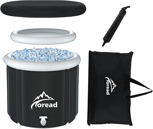 TOREAD Eisfass Eisbaden Tonne (85 cm Ø) XL Kältetherapie für Sportler Eisbad Eistonne, Ice Barrel Set, Mit Tragetasche - Cheap-Us