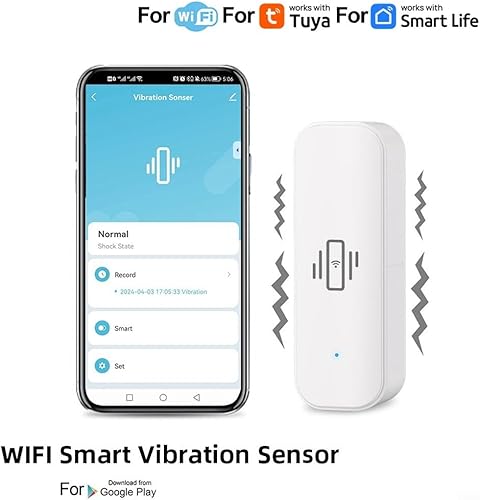 WLAN-Vibrationssensor, kabelloser Mini-Glasbruchmelder für Alarm und Smart-Home-Automatisierung, kein Hub erforderlich, kompatibel mit Tuya/für Smart Life App (4 Stück) - Cheap-Us