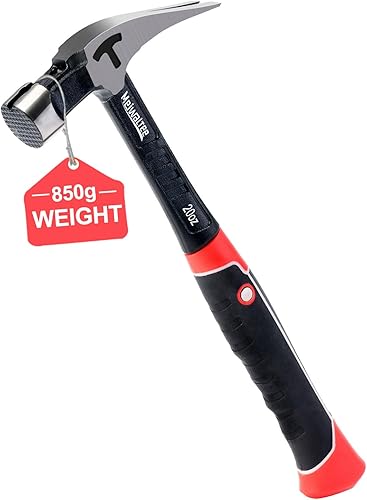Meiwaltee Gerader Klauenhammer,Zimmererhammer mit Magnetischem Nagelhalter, Gefräster Fläche & Stoßdämpfendem Griff - 850g Gewicht - Cheap-Us