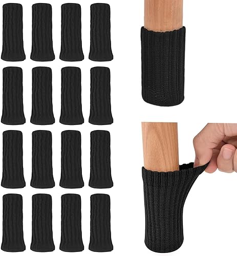 16 Stück Stuhlsocken, Gestrickte Möbelfüße Stuhlbeinschoner Stuhlbeinsocke, Möbel Socken mit Fühlte Pads, Filz Stuhlbeinsocken Antirutsch für Tisch, Bodenschutz, Vermeiden Sie Kratzer &Geräusche - Cheap-Us