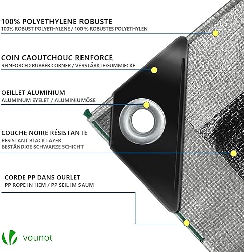 VOUNOT 3x4m Abdeckplane 240 g/m² Wasserdicht LKW Plane mit Ösen, Schutzplane Gewebeplane für Gartenmöbel Holz Trampolin Poll Auto, Reißfest Beidseitig Beschichtet, Grau - Cheap-Us