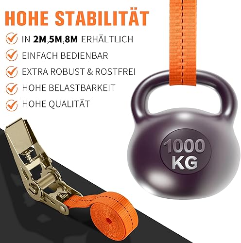 Spanngurte mit Ratsche 2M - 4er Pack Ratschengurte, Verstellbare Zurrgurte mit Klemmschloss, Enorm Robuste Zurrgurt, für Auto, Sackkarre, Motorrad, Gepäckpakete, Camping, Feste Ladung - Cheap-Us