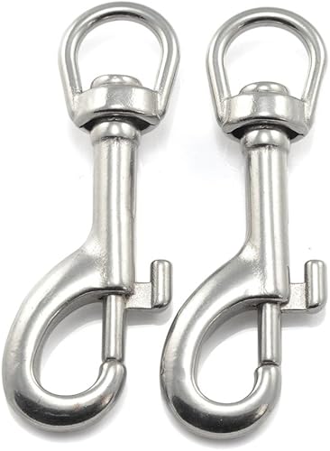 Ganzoo Karabiner-Haken mit Drehgelenk L: 81 mm, Bolzenkarabiner für Hunde-Leine, 2 Stück, Wirbelkarabiner, für Paracord 550 Hundehalsband, rostfreier Stahl, Schnapp-Karabiner Drehkopf, Farbe: Silber - Cheap-Us