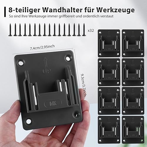 8 Stück Wandhalterung Werkzeughalter für Makita 18V Akku Geräte, Bohrerhalter für Elektrowerkzeuge, Schrauber Halterung mit 32 Schrauben, Maschinenhalter für Werkstatt und Garage, 14.4/18V, Schwarz - Cheap-Us