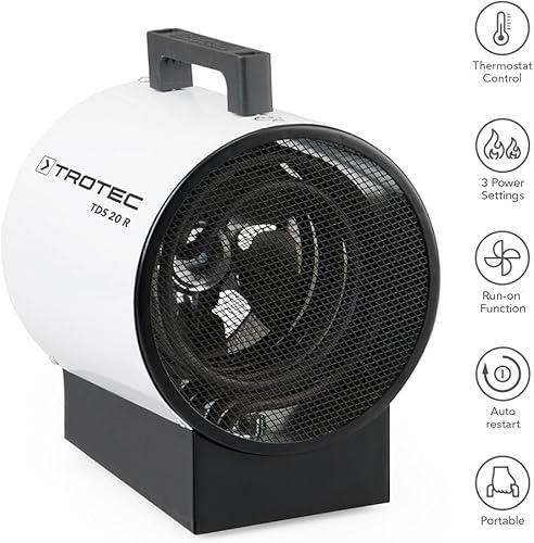 TROTEC Bauheizer TDS 20 R – Heizleistung 1,5 kW / 3 kW – Elektroheizer Luftmenge 411 m³/h – Heizlüfter für große Räume - Cheap-Us