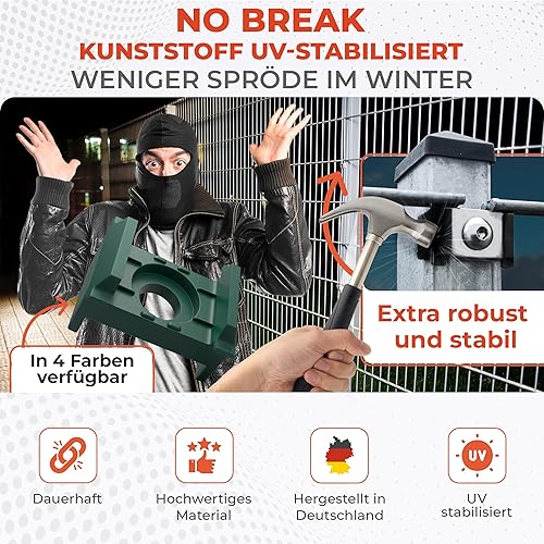 Qualinos 10x hochwertige Doppelstabmattenzaun Befestigung Zubehör Zaunhalter UV stabilisiert Schwarz 9005 für 40x60mm Zaunpfosten. Doppelstabmatten Halter, Zaunhalter Made in Germany - Cheap-Us