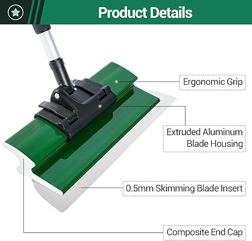 Ricyea Flächenspachtel Set, Spachtel Werkzeug und 0.7 m bis 1.57 m Teleskopstange mit Adapter im Koffer, Glättungsspatel-Kit für professionelle Anwendungen (190mm, 250mm, 400mm, 600mm 800mm) (5-tlg.) - Cheap-Us