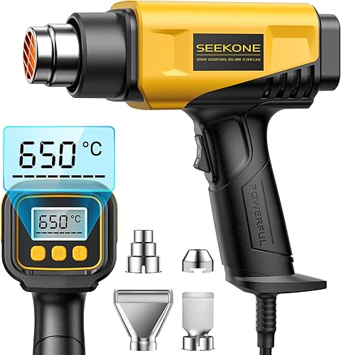 SEEKONE 2000W Heißluftpistole mit LCD-Digitalanzeige, 50℃ - 650℃ Temperatur und Luftstrom einstellbar, mit Überlastschutz und ideal zum Basteln, Schrumpfen von PVC, Abbeizen von Farbe - Cheap-Us