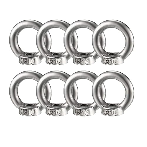 Cyleibe 8 Stück Ringmutter Edelstahl, M10 Ringmutter Ringschraube Ösenmutter Oesenschraube Augenmuttern Hardware Ringförmige Innengewinde-Befestigungsschraube für Seilmontage Hebezubehör Silber - Cheap-Us