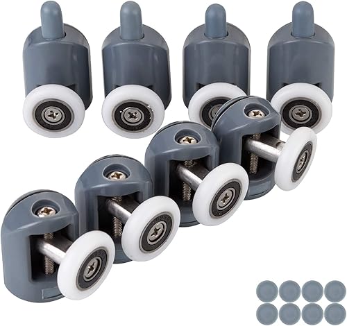 STARVAST 8 Stück Duschtür Rollen 23mm, Duschkabine Duschrollen Duschtürrollen, Ersatzrollen Schiebetür Rolle 4 Oberrolle und 4 Unterrolle für Glas Dusch Schiebetüren - Cheap-Us