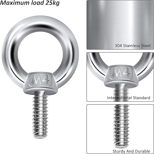 QIMEI-SHOP Ringschraube M5 Augenschraube 304 Edelstahl Augenbolzen Ringbolzen Ösenschrauben M5*11 Augenschrauben für Befestigens und Hängens 8 Stück - Cheap-Us