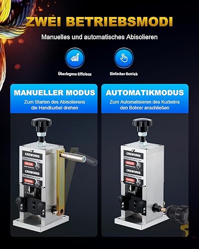 CREWORKS Manuelle Kabelabisoliermaschine 3 Einzugslochplatte 1,5-25mm Kabelschälmaschine Kabel 5 Zuführungslöcher Abisloiermaschine Abisolierzange Abisoliergerät Kupferdraht-Recycling - Cheap-Us
