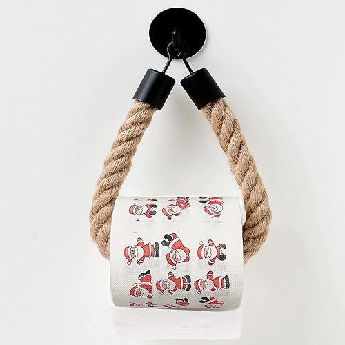 Toilettenpapierhalter,Handtuchhalter,Schwarz Matt OHNE Bohren Vintage Klopapierhalter,ungefärbte Naturfaser,hanfseil Wc-Papierhalter,WC Papier Halterung,Dekoration füR Das Badezimmer (ohne Bohren) - Cheap-Us