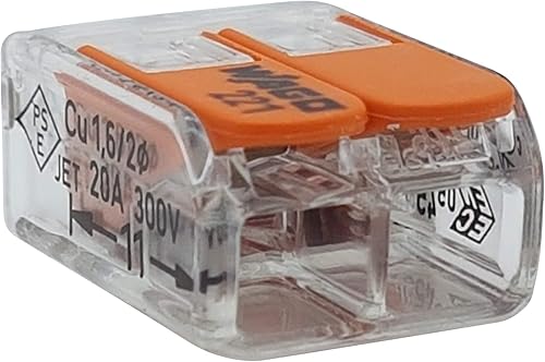 50 Stück Wago Klemmen 221-412 Verbindungsklemme 2 Leiter mit Betätigungshebel 0,2-4 qmm kleine Bauform, transparent - Cheap-Us