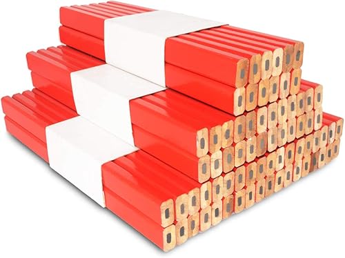 Gegong Zimmermannsbleistifte, 17,8 cm, achteckig, rot, harte schwarze Mine, Tischlerbleistift, Holzbearbeitungswerkzeug, 72 Stück - Cheap-Us