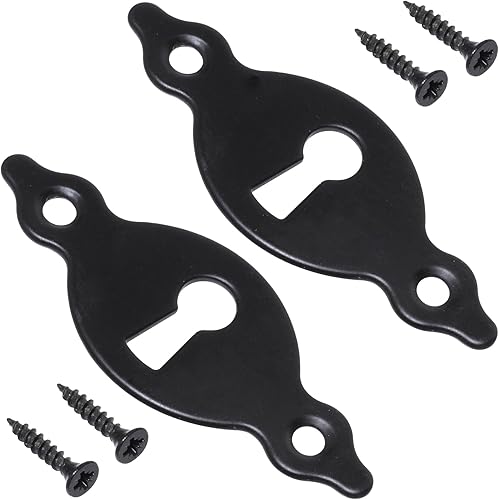 AERZETIX - C73735 - Paar von 2 Rosetten platten 67x27x2 mm für türschlösser mit normalem schlüssel - horizontale montage - schlüssellochabdeckung - aus metall - farbe schwarz matt - tür, beschlag - Cheap-Us
