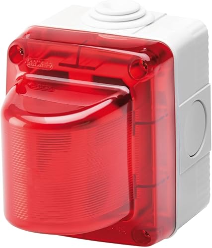 Gewiss Warnleuchte, 15 W, 230 V, roter Diffusor, IP55, Grau Ral 7035 - Cheap-Us