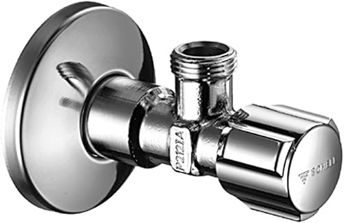 SCHELL 052120699 DIN-Eckregulierventil / Eckregulierventil COMFORT , Eckventil / Ventil 1/2'' x 3/8'', verchromt , Langer Schubschaft, Rosette , 54 mm, mit COMFORT-Griff, ohne Quetschverschraubungen - Cheap-Us