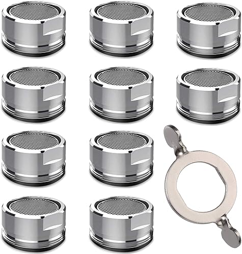 Wasserhahn Sieb M24, COOLUCK 10 Stück Wasserhahn Strahlregler Aufsatz Außengewinde, Mischdüse Einsatz mit Edelstahlfilter und Verchromten Mischdüsenschlüssel, für Wasserhähne - Cheap-Us