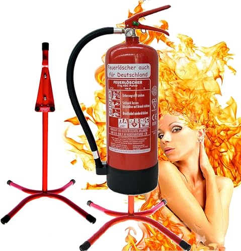 Brandengel® Universalständer gerade Rohrstahl in rot mit X - Fuß und montierten Halter freistehender Ständer geeignet für 1 Feuerlöscher der Größe 6/9/12 kg/L - Cheap-Us