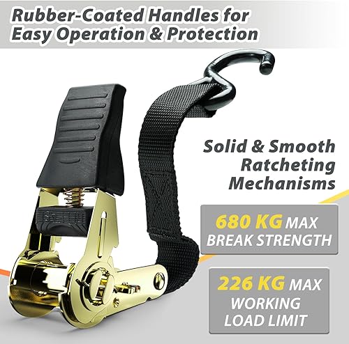 Spanngurte mit Ratsche 2 teilig zweiteilig, Ohuhu 4 Stück 680Kg 4,6m Ratschengurte Zurrgurte schwarz 25mm mit S-Haken aus Beschichtetem Metall, Zurrgurte Spanngurte Ratschengurte Ratschen Schloss - Cheap-Us