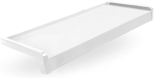 Seiletech.de Fensterbank Stahl + Pulverbeschichtet | 110 cm | Weiss RAL 9016 | Tiefe 35 cm | Wetterfest | Inkl. PVC Endkappen | Fensterbrett | Aussenfensterbank | Outdoor | Fenstersims | Aussen - Cheap-Us